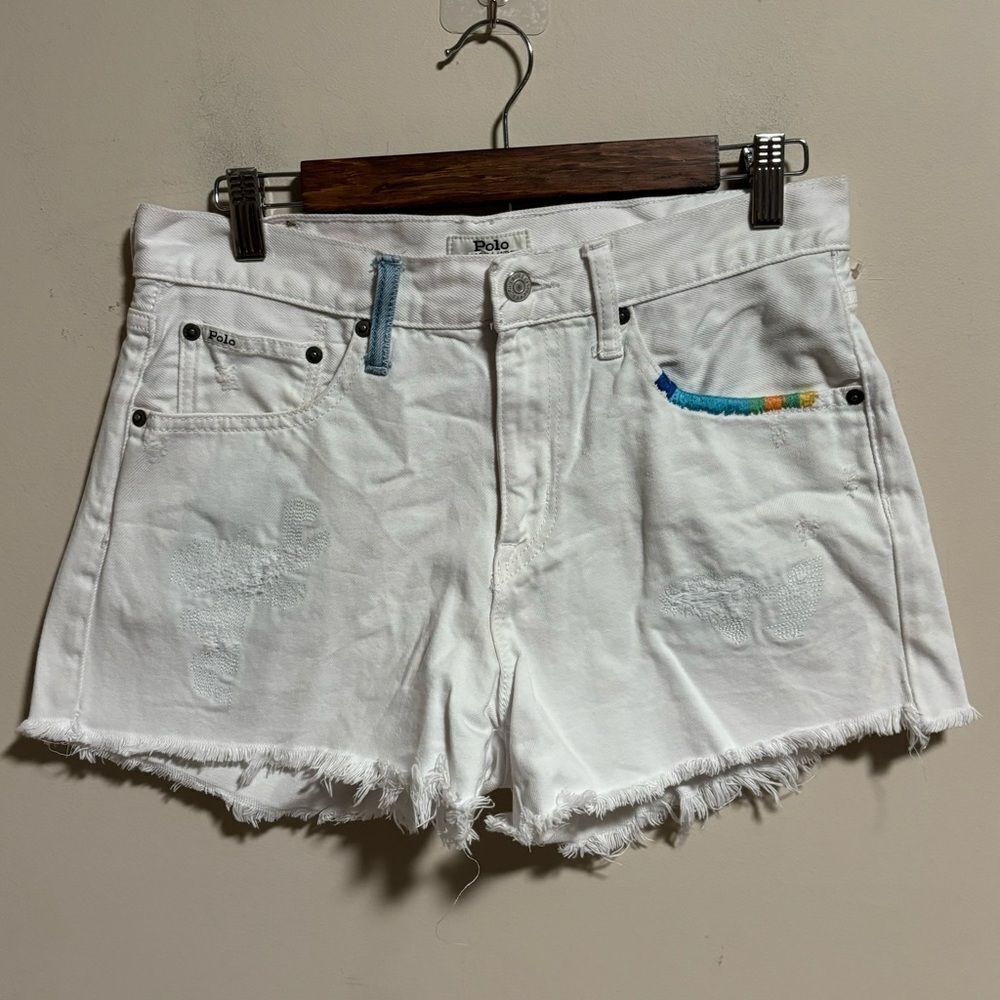 Polo by Ralph Lauren Crosby Boho White Rainbow Shorts- Size 28